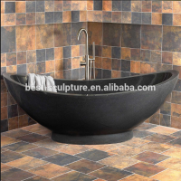 75" Vestone Double-Slipper Black Granite Tub